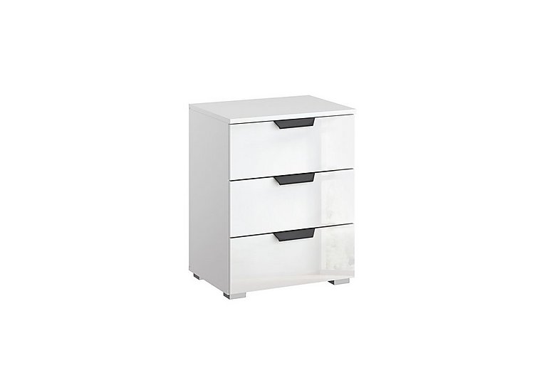 Rauch - Lima 3 Drawer Bedside Cabinet with Glass Front - White