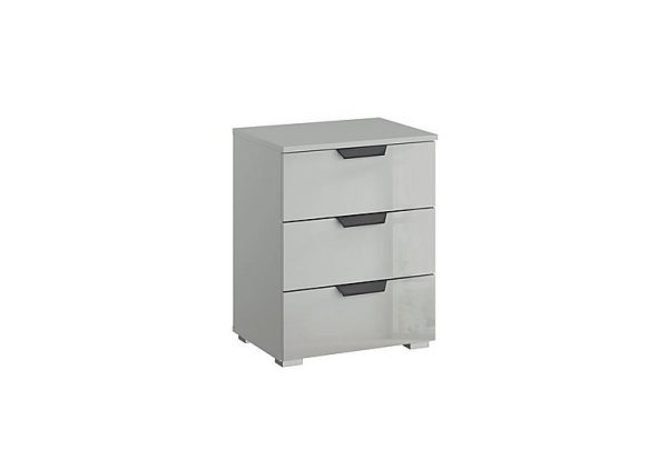 Rauch  Lima 3 Drawer Bedside Cabinet with Glass Front  Grey | Bed Sava