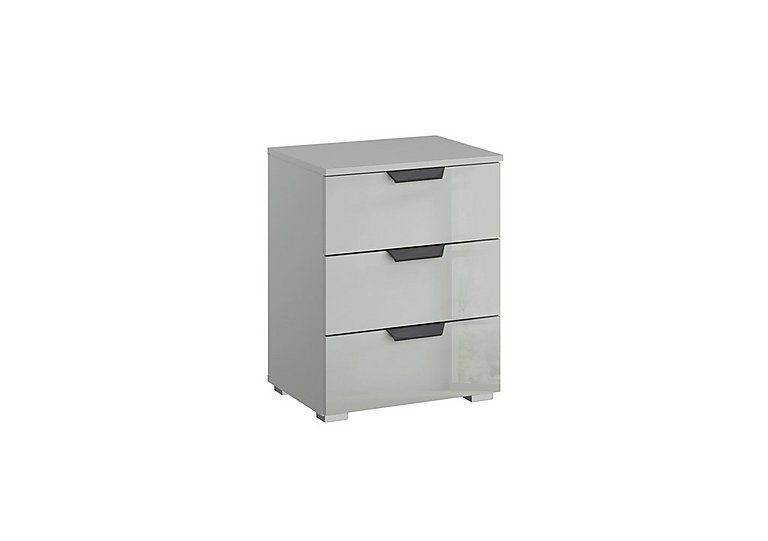 Rauch - Lima 3 Drawer Bedside Cabinet with Glass Front - Grey