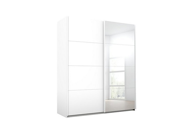 Rauch - Lima 181cm 2 Door Sliding Wardrobe with 1 Decor and 1 Mirror Door 210cm Tall - White