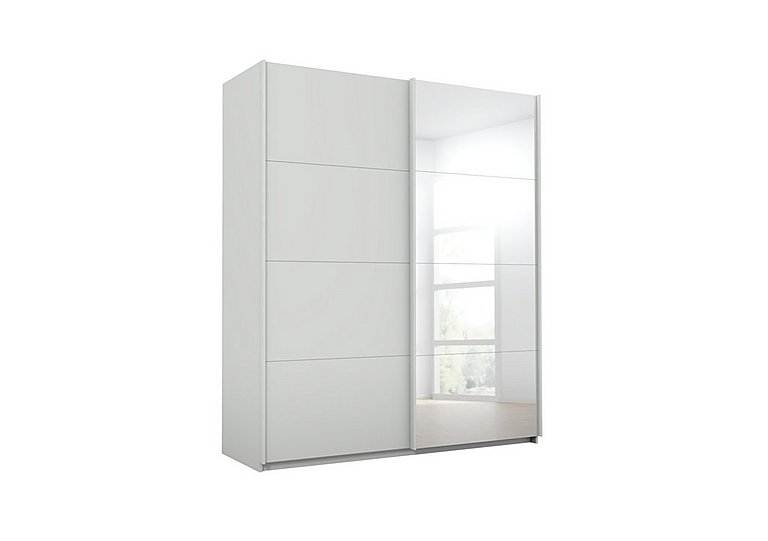 Rauch - Lima 181cm 2 Door Sliding Wardrobe with 1 Decor and 1 Mirror Door 210cm Tall - Silk Grey