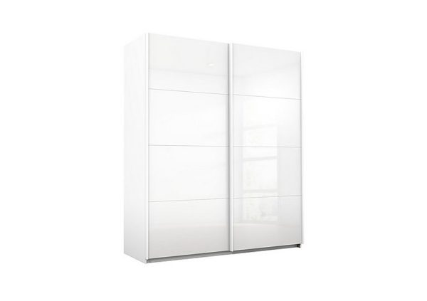Rauch  Lima 181cm 2 Door Sliding Wardrobe with Glass Front 210cm Tall  White | Bed Sava