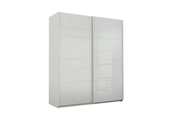 Rauch  Lima 181cm 2 Door Sliding Wardrobe with Glass Front 210cm Tall  Grey | Bed Sava