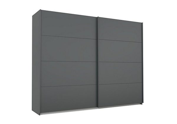 Rauch  Lima 271cm 2 Door Sliding Wardrobe with Decor Front 210cm Tall  Metallic Grey | Bed Sava