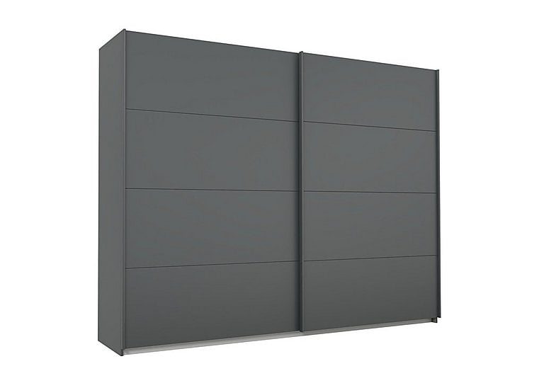 Rauch  Lima 271cm 2 Door Sliding Wardrobe with Decor Front 210cm Tall  Metallic Grey | Bed Sava