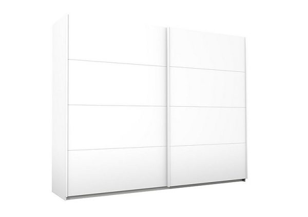 Rauch  Lima 271cm 2 Door Sliding Wardrobe with Decor Front 210cm Tall  White | Bed Sava