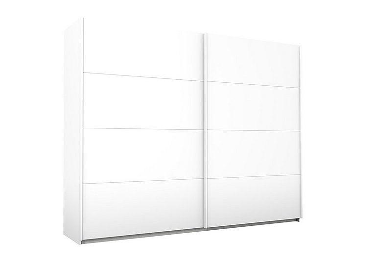 Rauch  Lima 271cm 2 Door Sliding Wardrobe with Decor Front 210cm Tall  White | Bed Sava