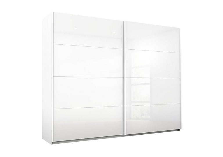 Rauch  Lima 271cm 2 Door Sliding Wardrobe with Glass Front 210cm Tall  White | Bed Sava