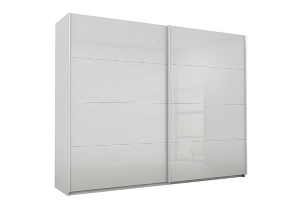 Rauch  Lima 271cm 2 Door Sliding Wardrobe with Glass Front 210cm Tall  Grey | Bed Sava