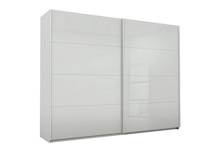 Rauch  Lima 271cm 2 Door Sliding Wardrobe with Glass Front 210cm Tall  Grey | Bed Sava