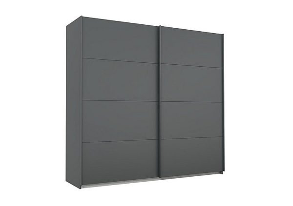 Rauch  Lima 226cm 2 Door Sliding Wardrobe with Decor Front 210cm Tall  Metallic Grey | Bed Sava