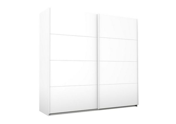 Rauch  Lima 226cm 2 Door Sliding Wardrobe with Decor Front 210cm Tall  White | Bed Sava