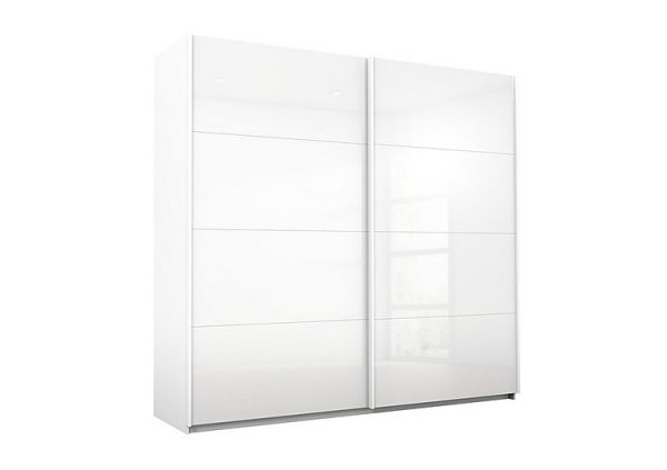 Rauch  Lima 226cm 2 Door Sliding Wardrobe with Glass Front 210cm Tall  White | Bed Sava