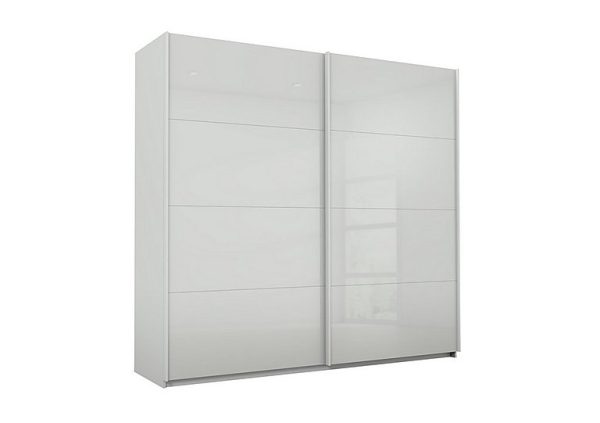 Rauch  Lima 226cm 2 Door Sliding Wardrobe with Glass Front 210cm Tall  Grey | Bed Sava