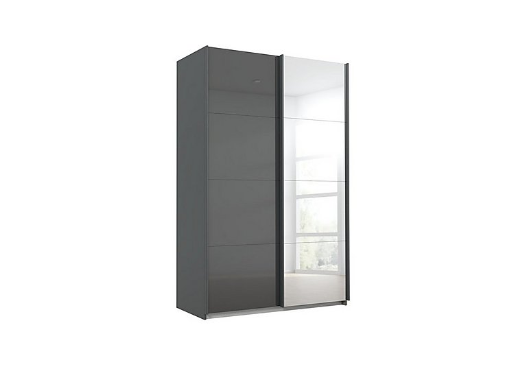 Rauch - Lima 136cm 2 Door Sliding Wardrobe with 1 Glass and 1 Mirror Door 210cm Tall