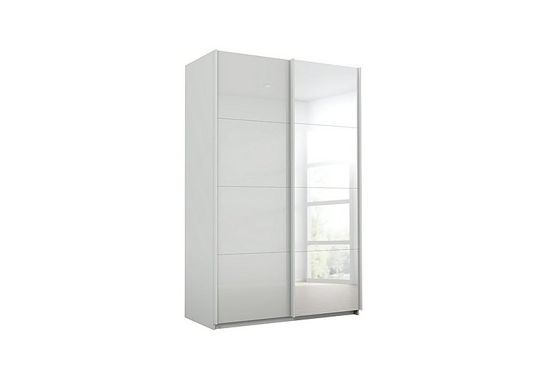 Rauch - Lima 136cm 2 Door Sliding Wardrobe with 1 Glass and 1 Mirror Door 210cm Tall - Grey