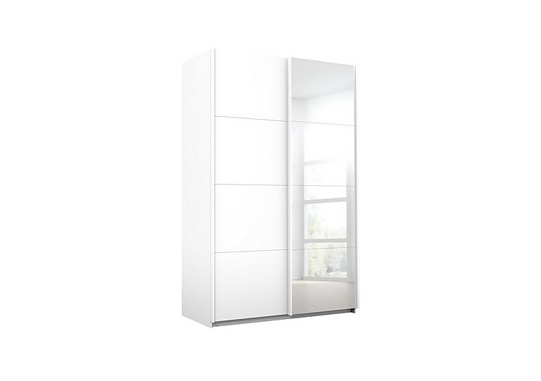 Rauch - Lima 136cm 2 Door Sliding Wardrobe with 1 Decor and 1 Mirror Door 210cm Tall - White