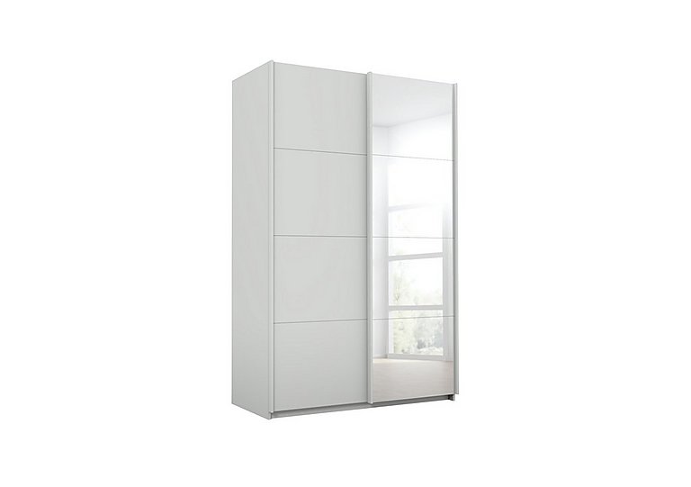 Rauch - Lima 136cm 2 Door Sliding Wardrobe with 1 Decor and 1 Mirror Door 210cm Tall - Silk Grey