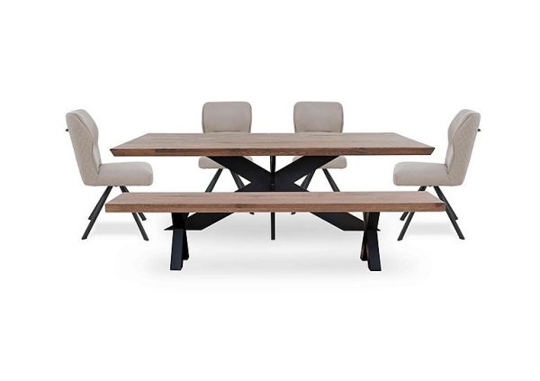 Bodahl  Loki Large Dining Table with Bench and 4 Taupe Swivel Chairs  Desert | Bed Sava