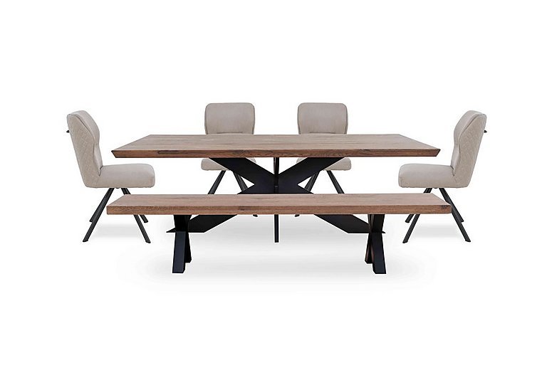 Bodahl - Loki Large Dining Table with Bench and 4 Taupe Swivel Chairs - Desert