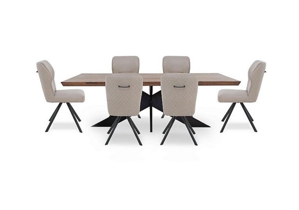 Bodahl  Loki Large Dining Table and 6 Taupe Swivel Chairs  Desert | Bed Sava
