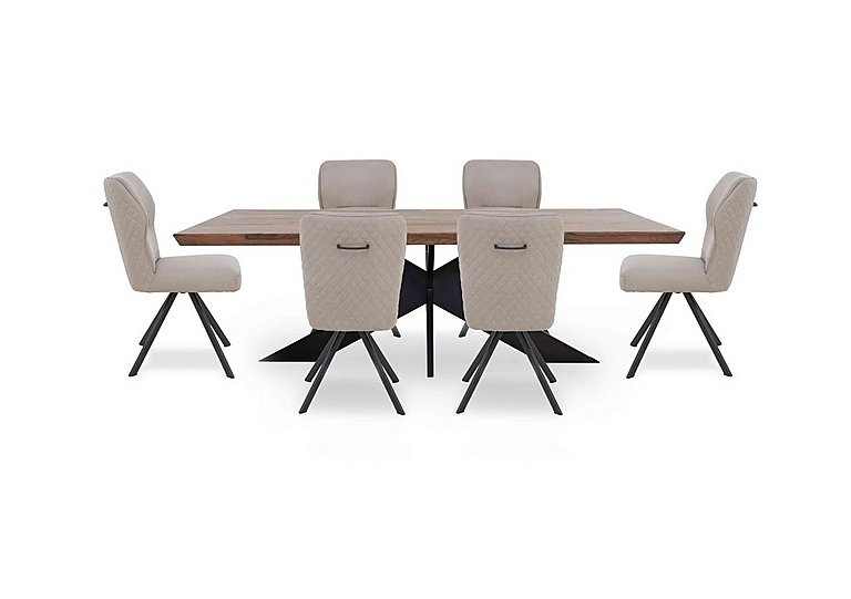 Bodahl - Loki Large Dining Table and 6 Taupe Swivel Chairs - Desert