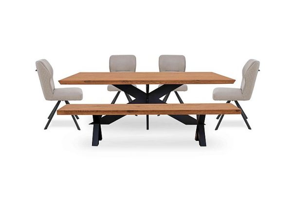 Bodahl  Loki Large Dining Table with Bench and 4 Taupe Swivel Chairs  Oiled | Bed Sava