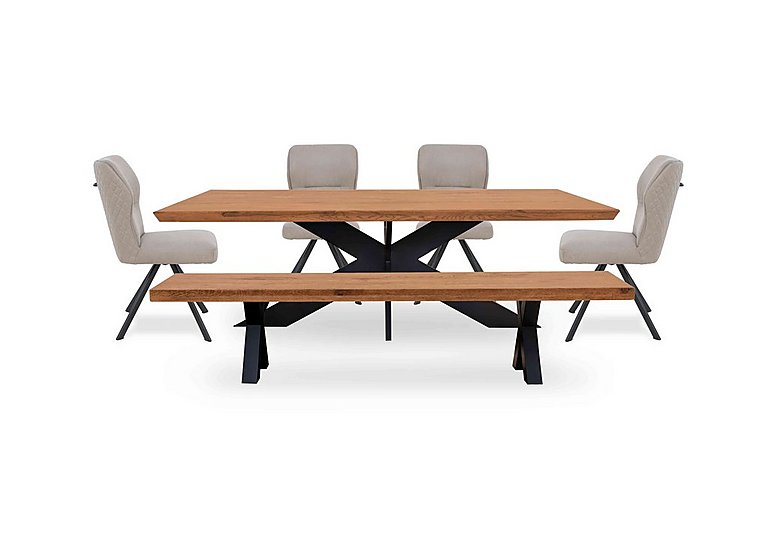 Bodahl - Loki Large Dining Table with Bench and 4 Taupe Swivel Chairs - Oiled