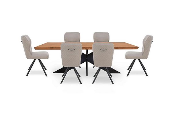 Bodahl  Loki Large Dining Table and 6 Taupe Swivel Chairs  Oiled | Bed Sava
