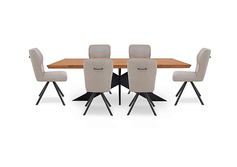 Bodahl - Loki Large Dining Table and 6 Taupe Swivel Chairs - Oiled