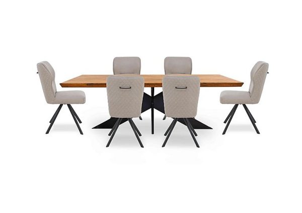 Bodahl  Loki Large Dining Table and 6 Taupe Swivel Chairs  Old Bassano | Bed Sava