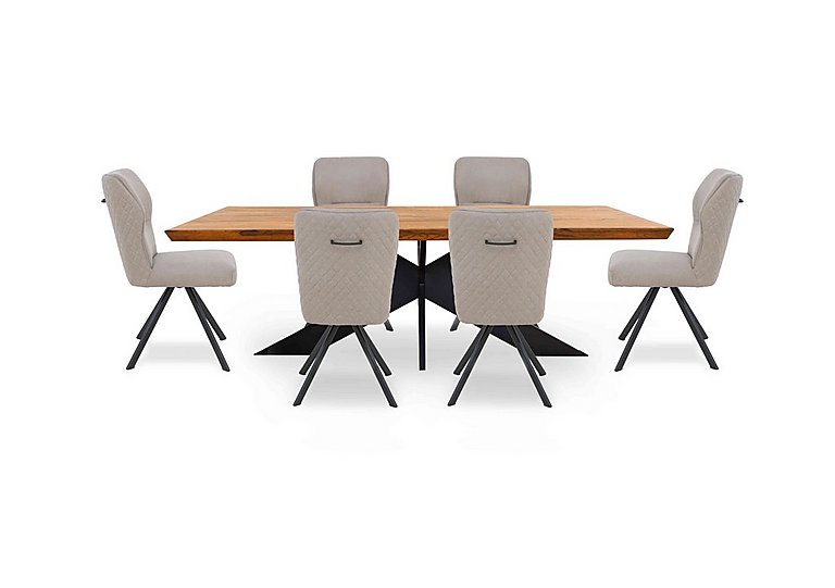 Bodahl - Loki Large Dining Table and 6 Taupe Swivel Chairs - Old Bassano