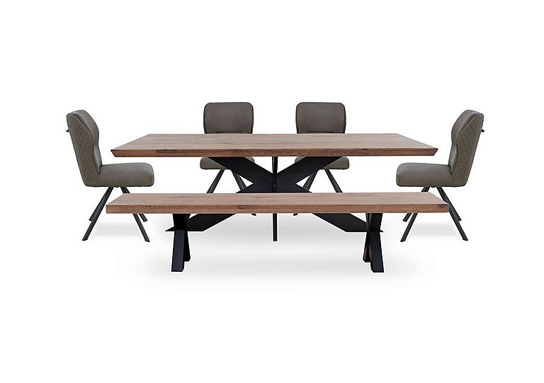 Bodahl - Loki Large Dining Table with Bench and 4 Steel Swivel Chairs - Desert