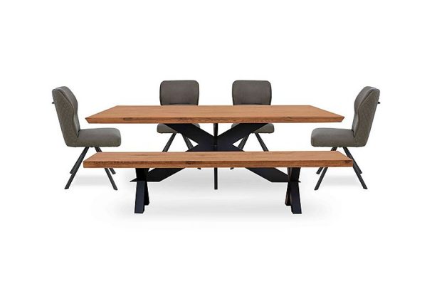 Bodahl  Loki Large Dining Table with Bench and 4 Steel Swivel Chairs  Oiled | Bed Sava