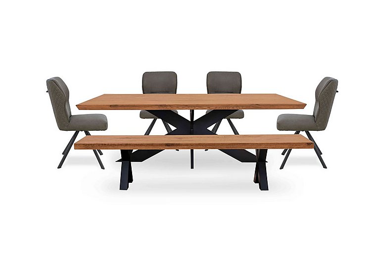 Bodahl - Loki Large Dining Table with Bench and 4 Steel Swivel Chairs - Oiled