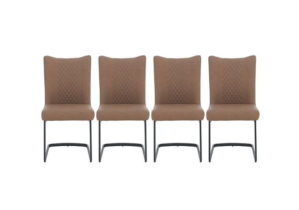 Bodahl  Loki Set of 4 Cantilever Dining Chairs  Brown | Bed Sava