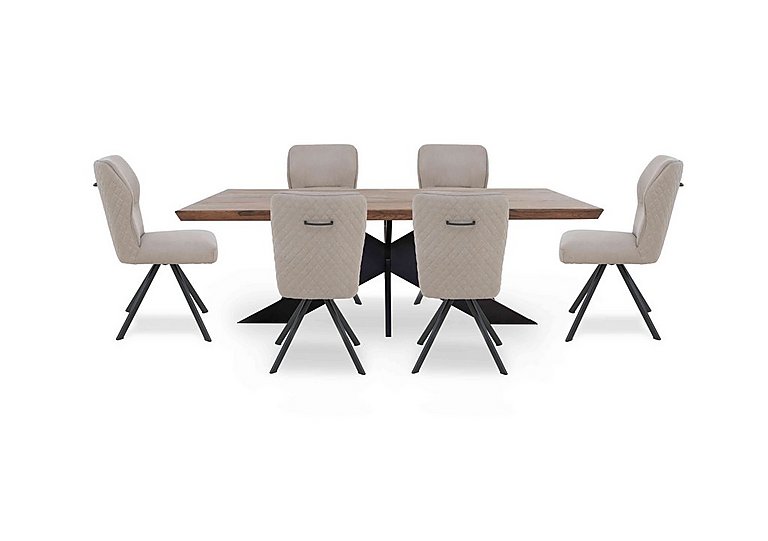 Bodahl - Loki Small Dining Table and 6 Taupe Swivel Chairs - Desert