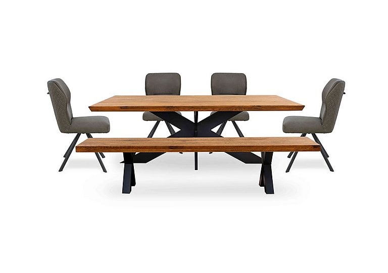 Bodahl - Loki Small Dining Table, Bench and 4 Steel Swivel Chairs - Old Bassano