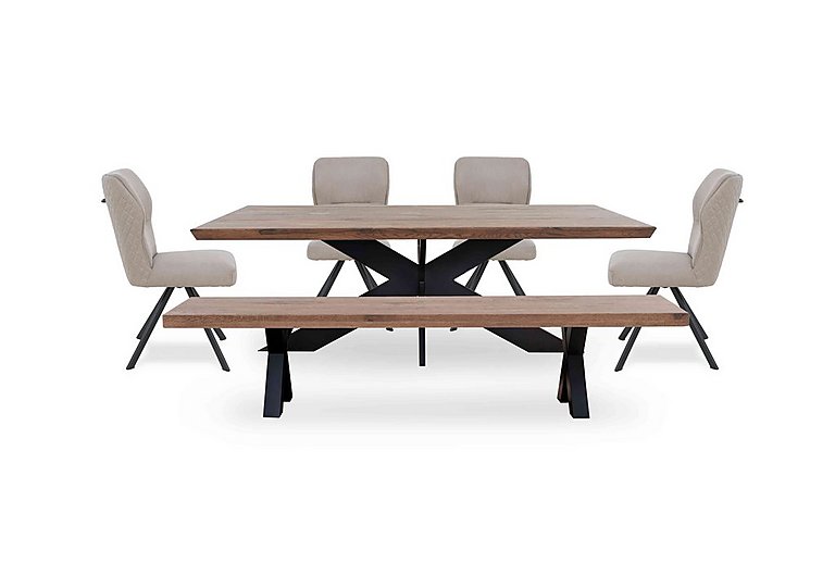 Bodahl - Loki Small Dining Table, Bench and 4 Taupe Swivel Chairs - Desert