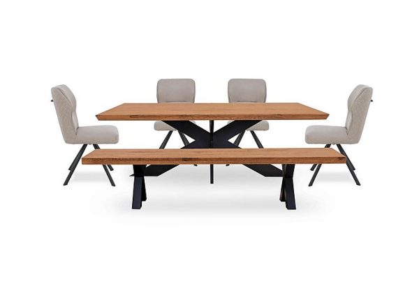 Bodahl  Loki Small Dining Table Bench and 4 Taupe Swivel Chairs  Oiled | Bed Sava