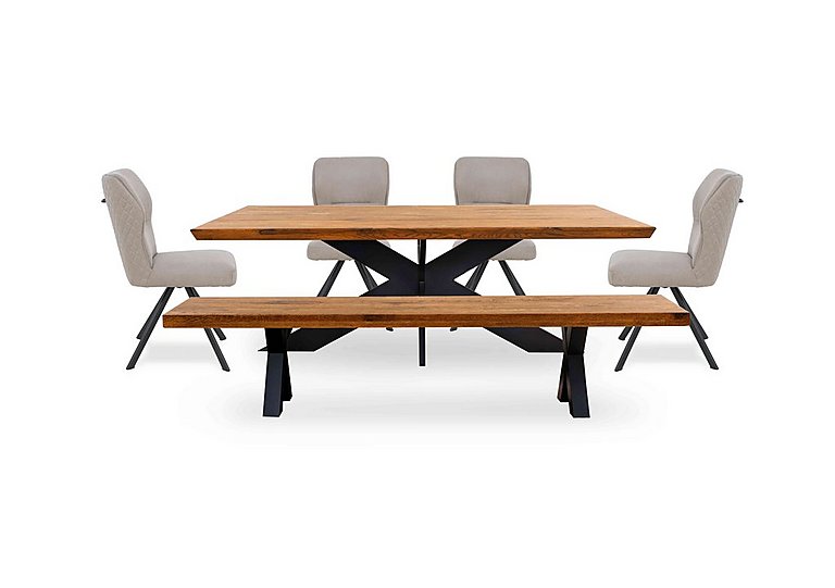 Bodahl - Loki Small Dining Table, Bench and 4 Taupe Swivel Chairs - Old Bassano