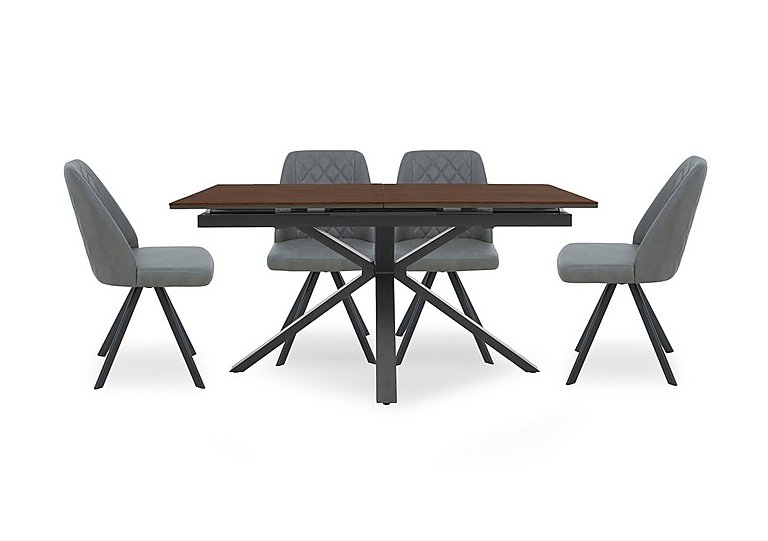 Mars Pop-up Dining Table with 4 Faux Leather Swivel Chairs - Grey