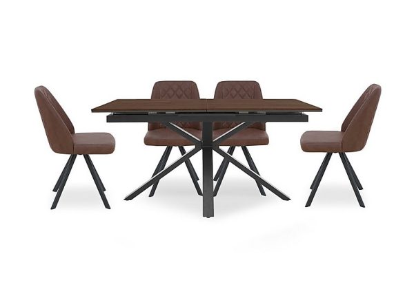 Mars Pop up Dining Table with 4 Faux Leather Swivel Chairs | Bed Sava