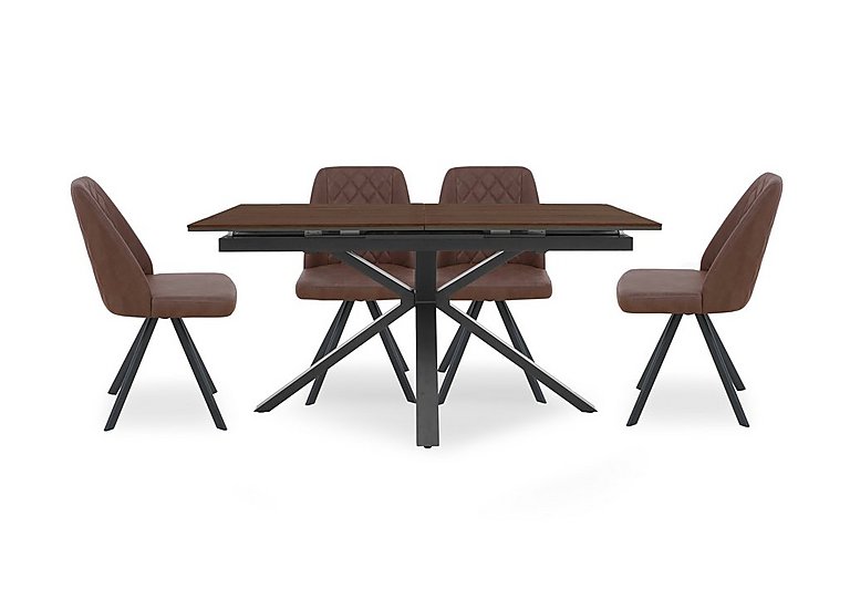 Mars Pop-up Dining Table with 4 Faux Leather Swivel Chairs