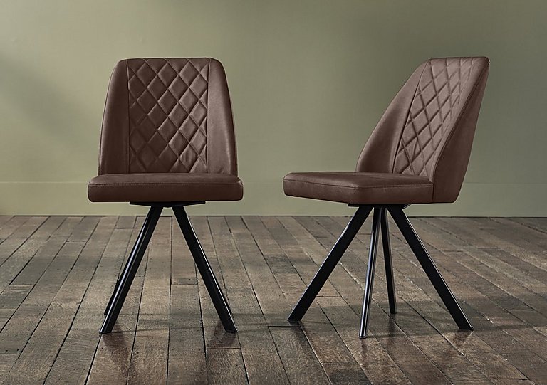 Mars Set of 6 Faux Leather Swivel Dining Chairs