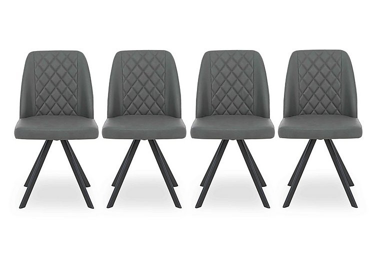 Mars Set of 4 Faux Leather Swivel Dining Chairs - Grey