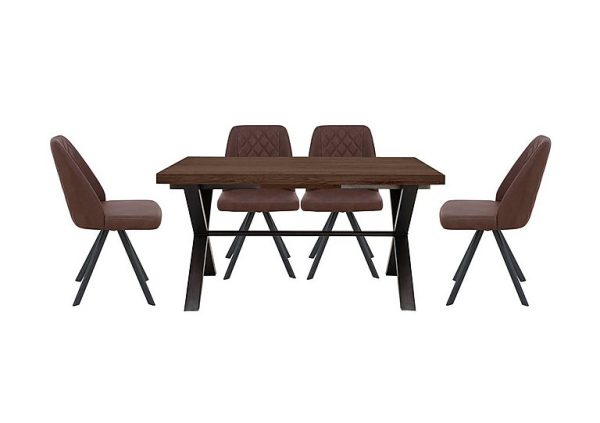 Mars Small Straight Edge Dining Table with 4 Faux Leather Swivel Chairs | Bed Sava