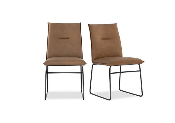 Connubia  Maya Pair of Black Metal Leg Dining Chairs  Tobacco | Bed Sava