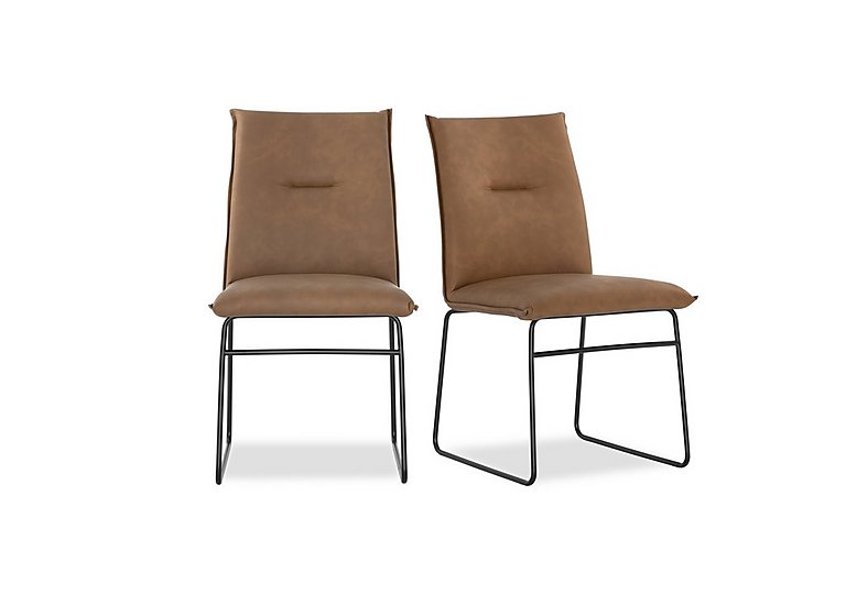 Connubia  Maya Pair of Black Metal Leg Dining Chairs  Tobacco | Bed Sava