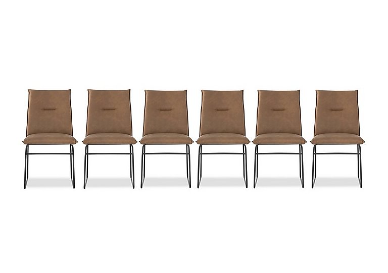 Connubia  Maya Set of 6 Black Metal Leg Dining Chairs  Tobacco | Bed Sava